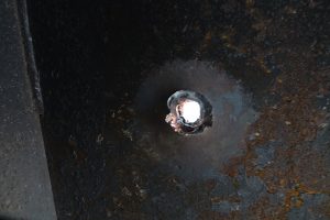 Steel target after attack with Krakatoa JFC