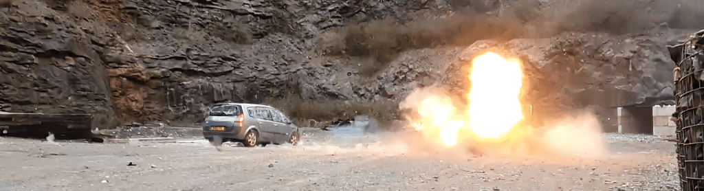 Gladius drone effector attack on vehicle